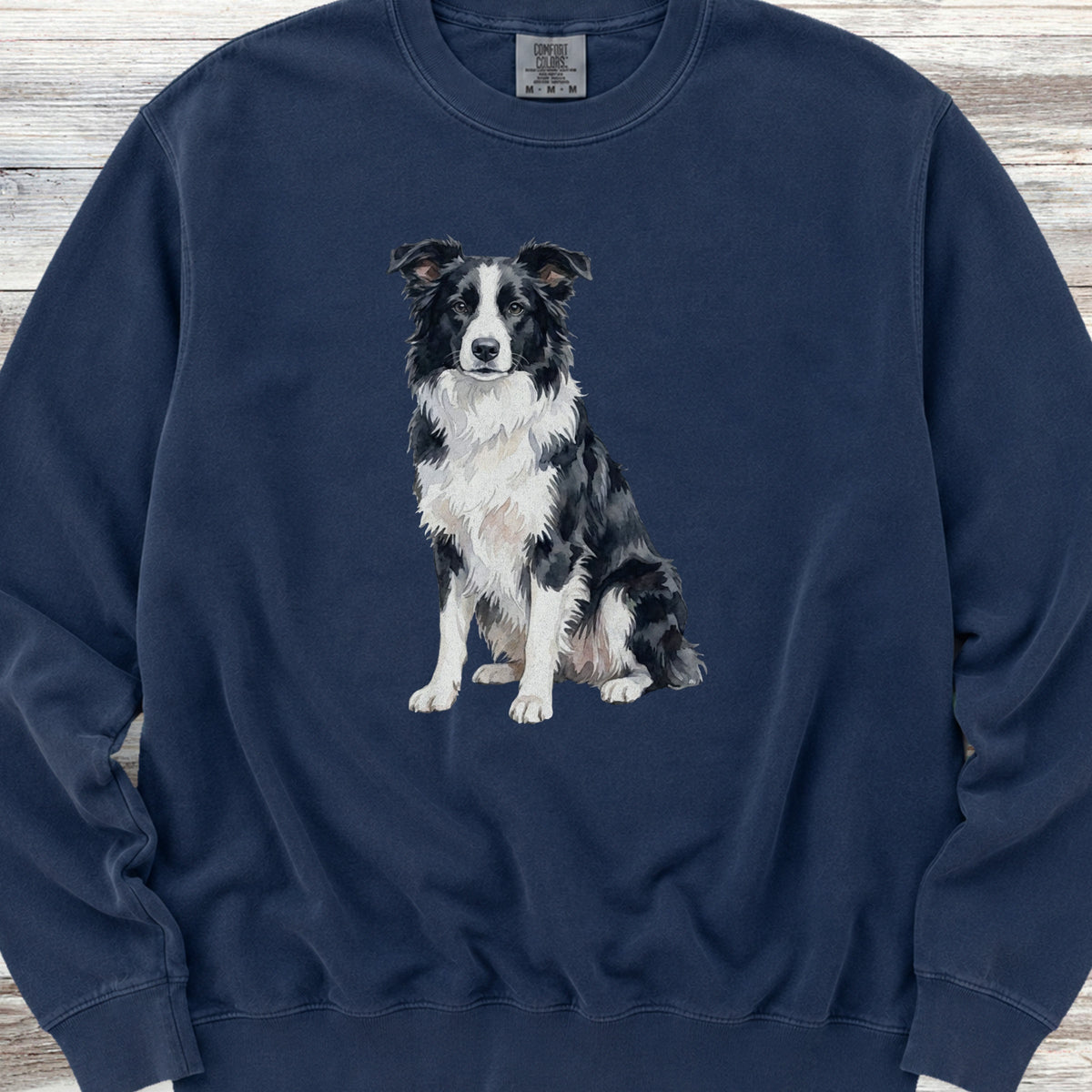 Border Collie Watercolor Sweatshirt - True Navy