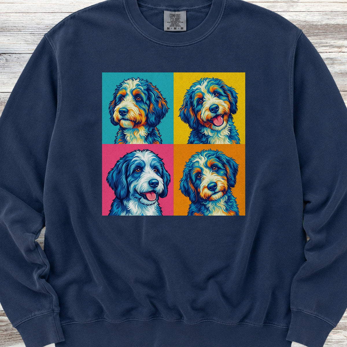 Bernedoodle Pop Art Sweatshirt - True Navy