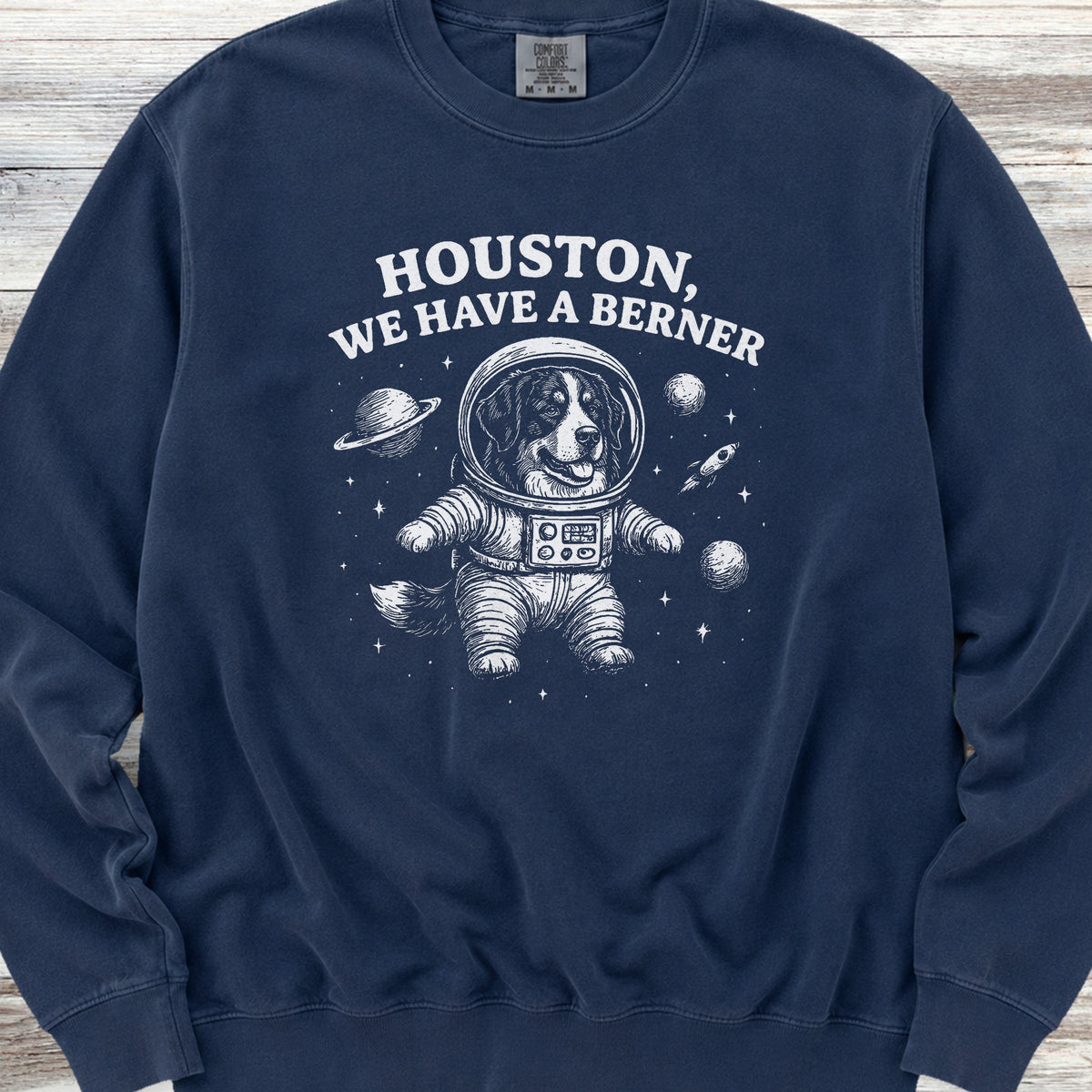 Bernese Mountain Dog Astronaut Sweatshirt - True Navy