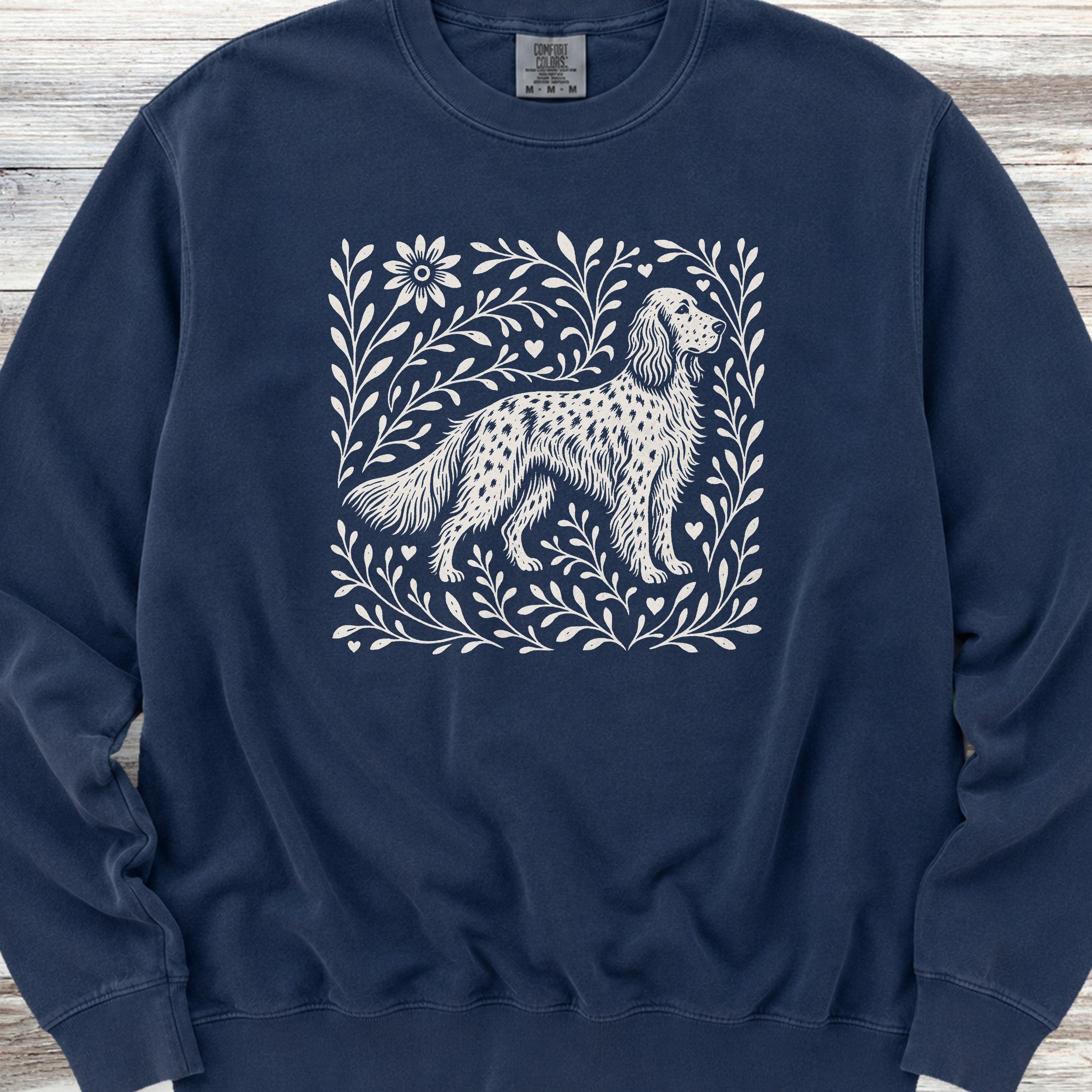 English Setter Linocut Sweatshirt - True Navy