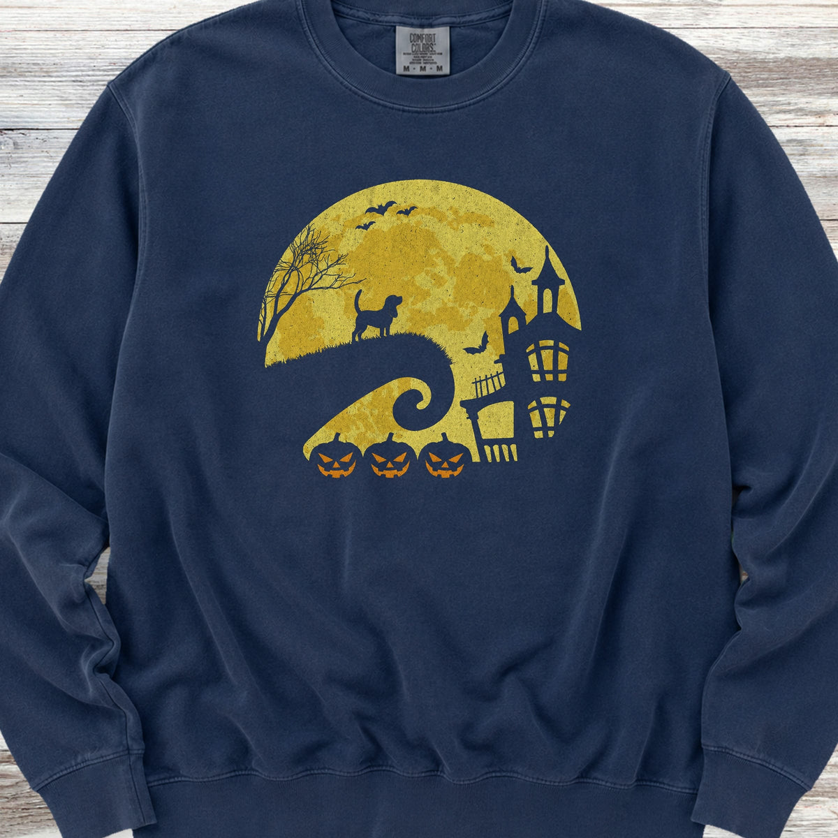 Beagle Halloween Moon Sweatshirt - True Navy