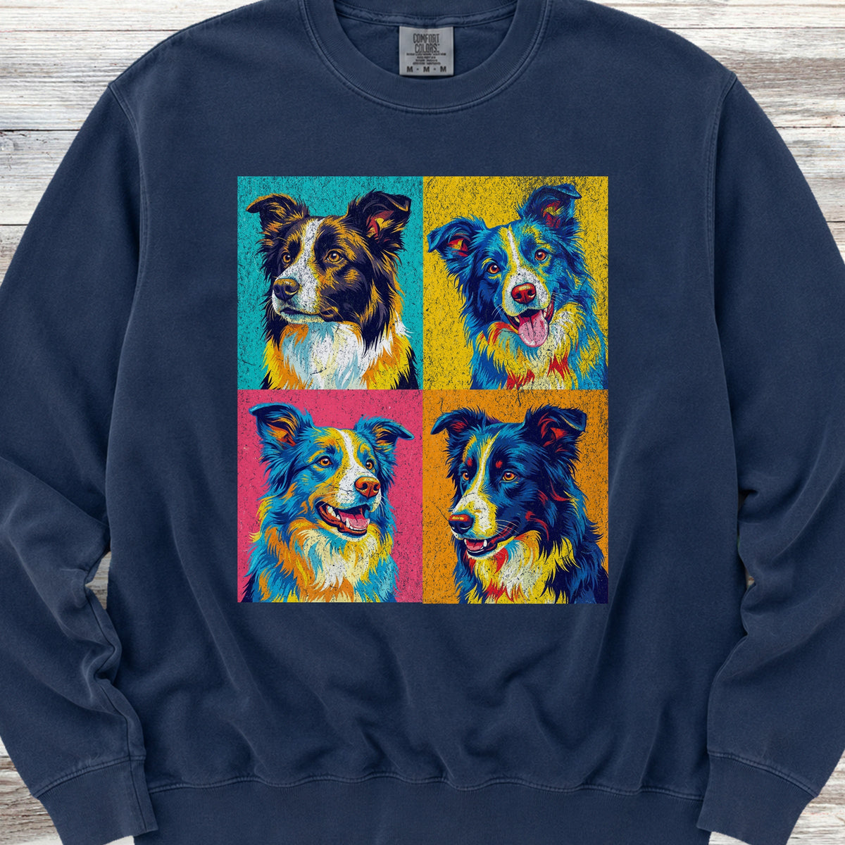Border Collie Pop Art Sweatshirt - True Navy