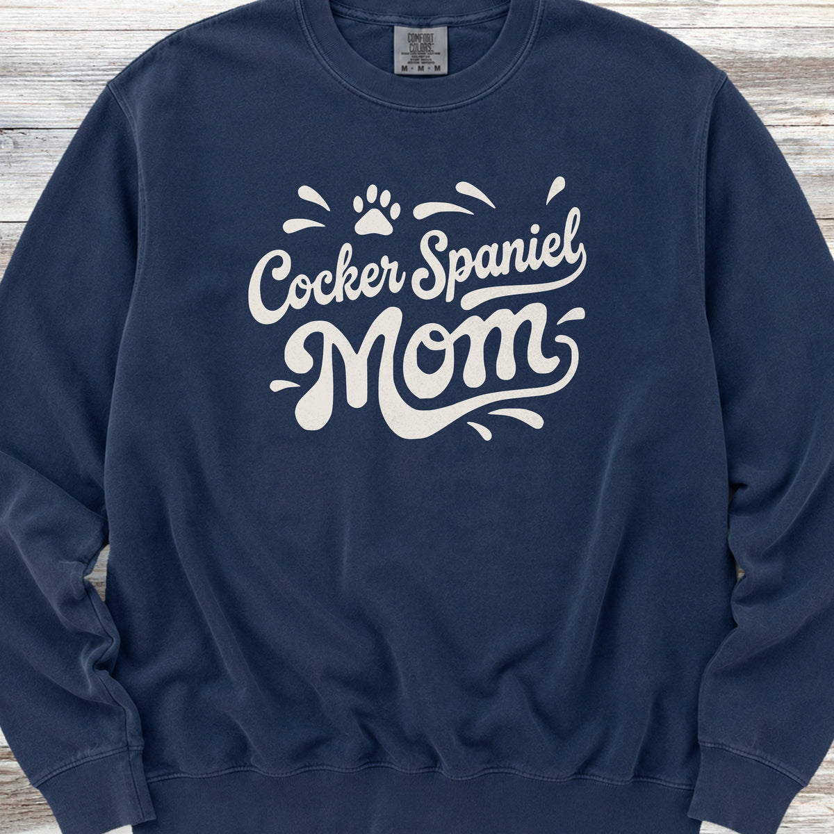 Cocker Spaniel Groovy Mom Sweatshirt - True Navy