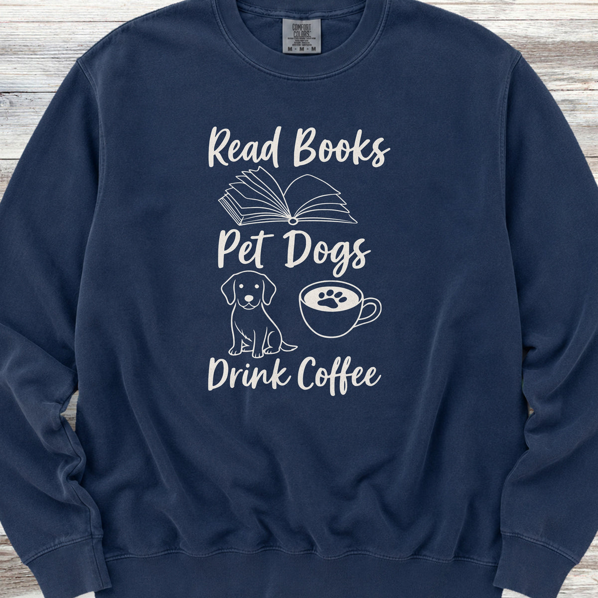 Books Dogs Coffee Sweatshirt - True Navy