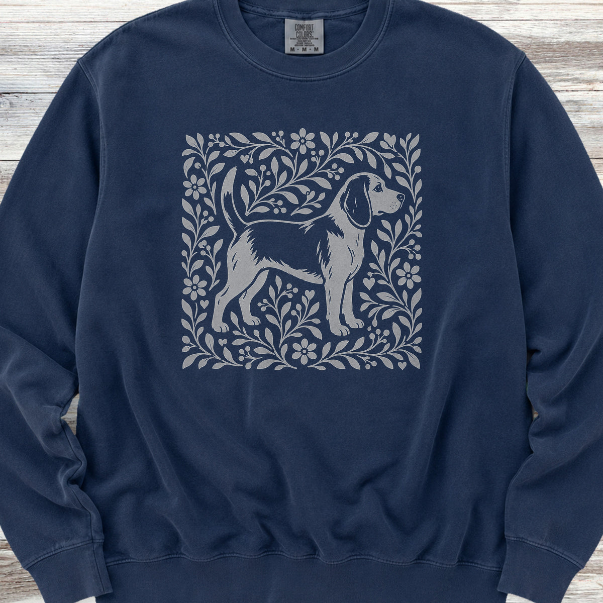 Beagle Linocut Sweatshirt - True Navy