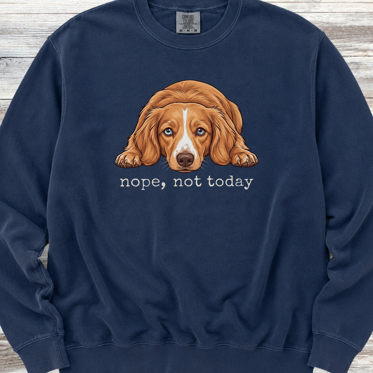 Dachshund Long Hair Red Piebald Nope Sweatshirt - True Navy