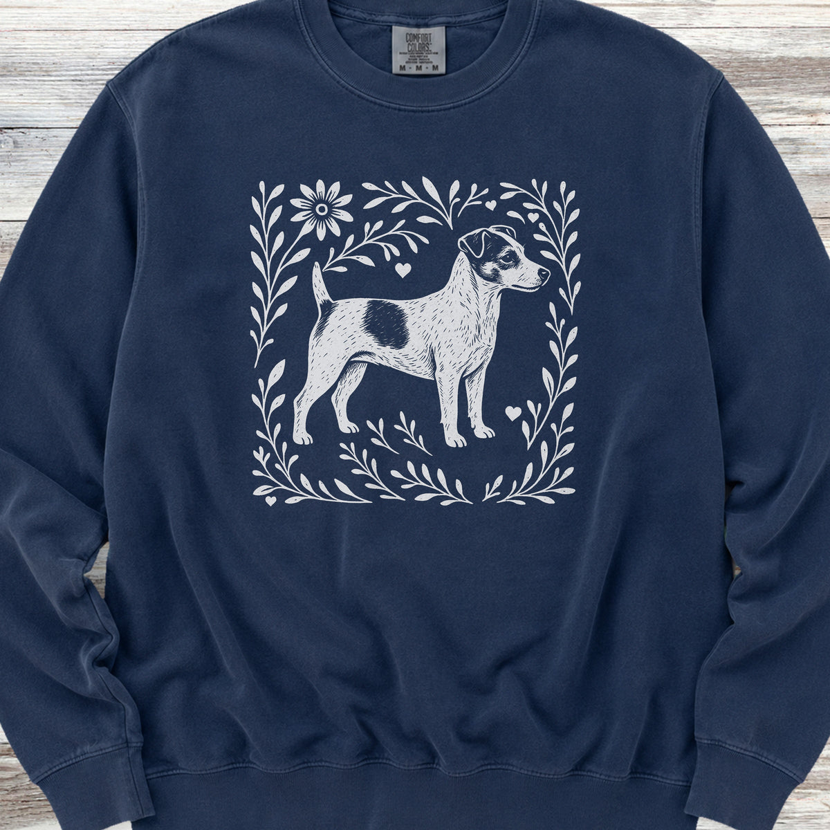 Jack Russell Linocut Sweatshirt - True Navy