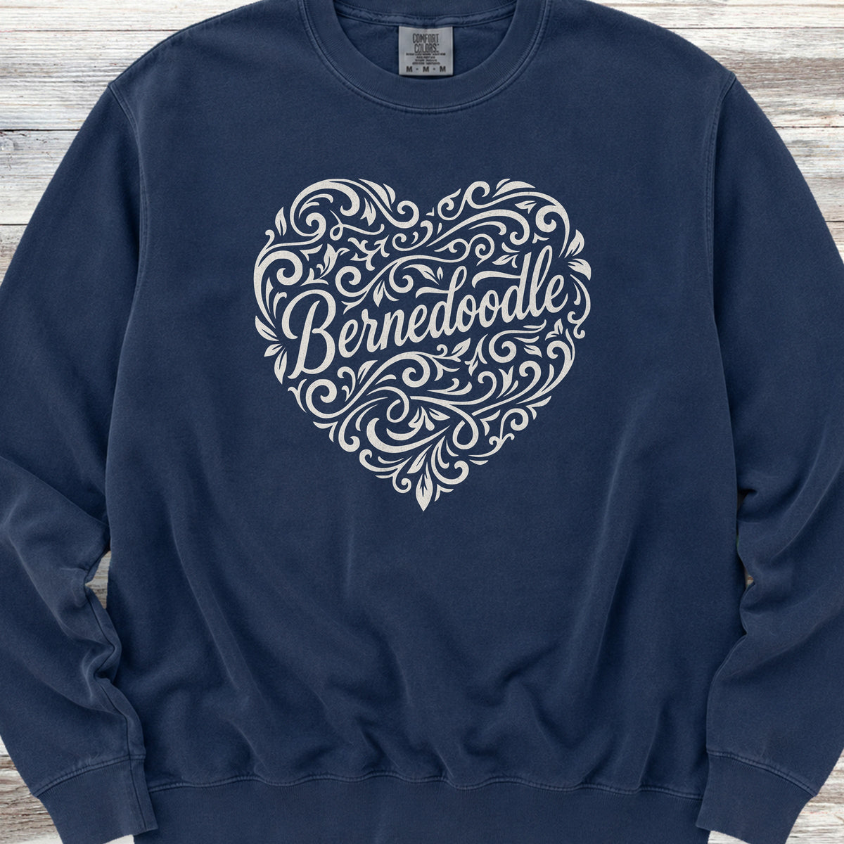 Bernedoodle Heart Script Sweatshirt - True Navy