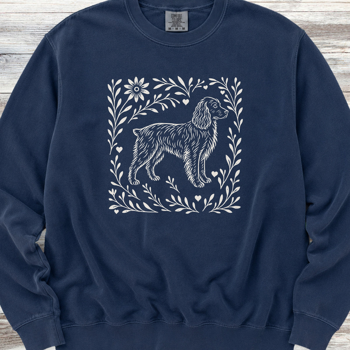 Boykin Spaniel Linocut Sweatshirt - True Navy