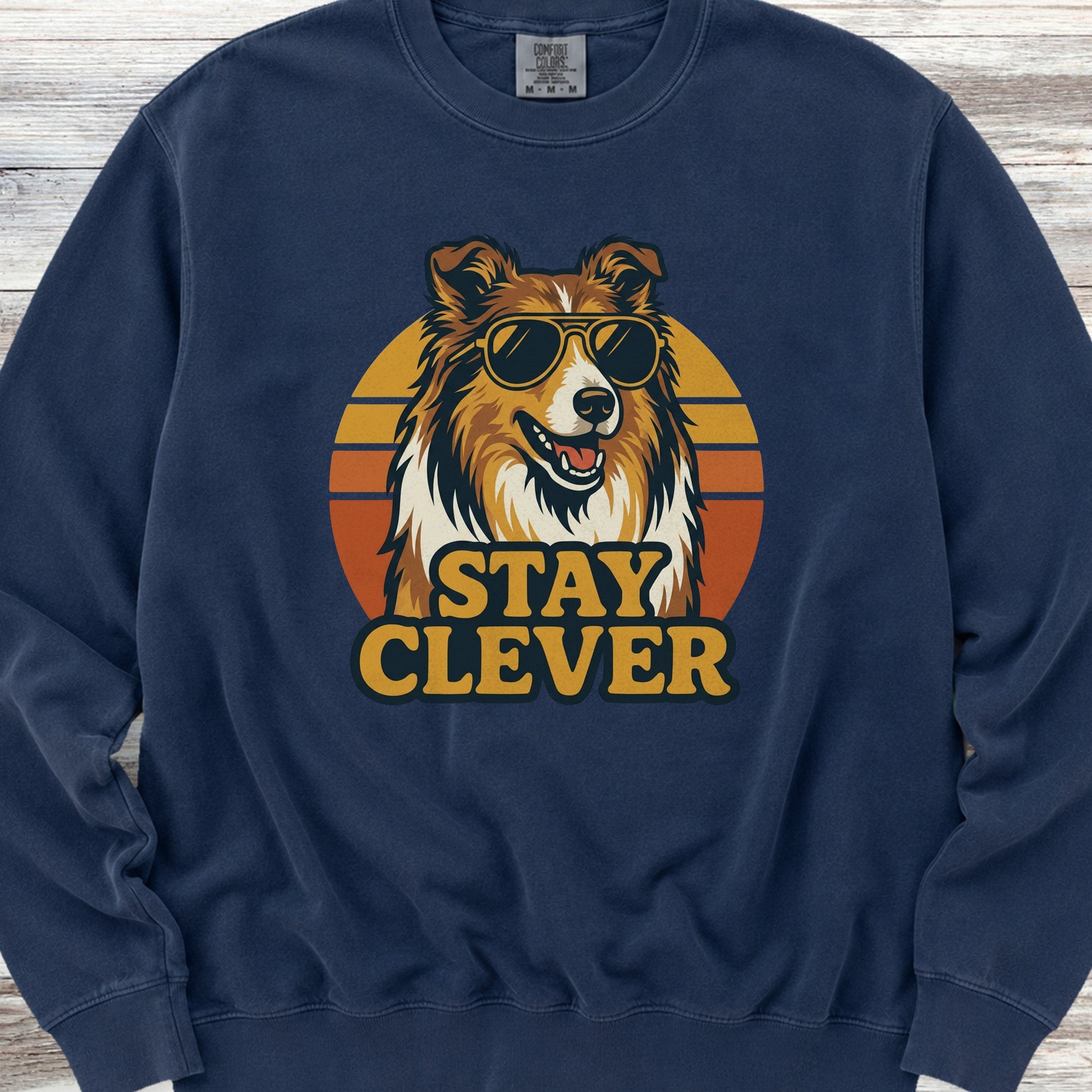 Rough Collie Stay Clever Sweatshirt - True Navy