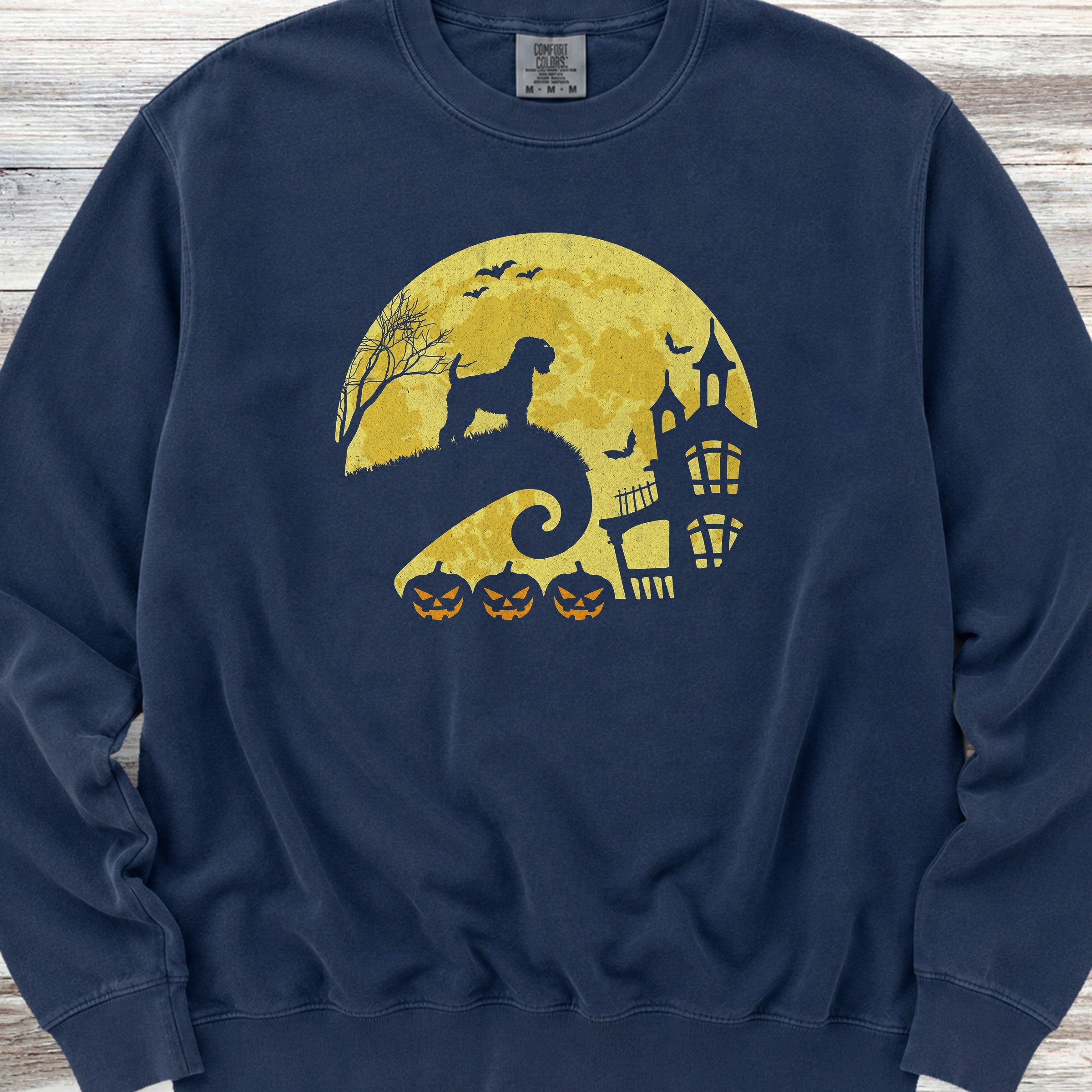 Wheaten Terrier Halloween Moon Sweatshirt - True Navy