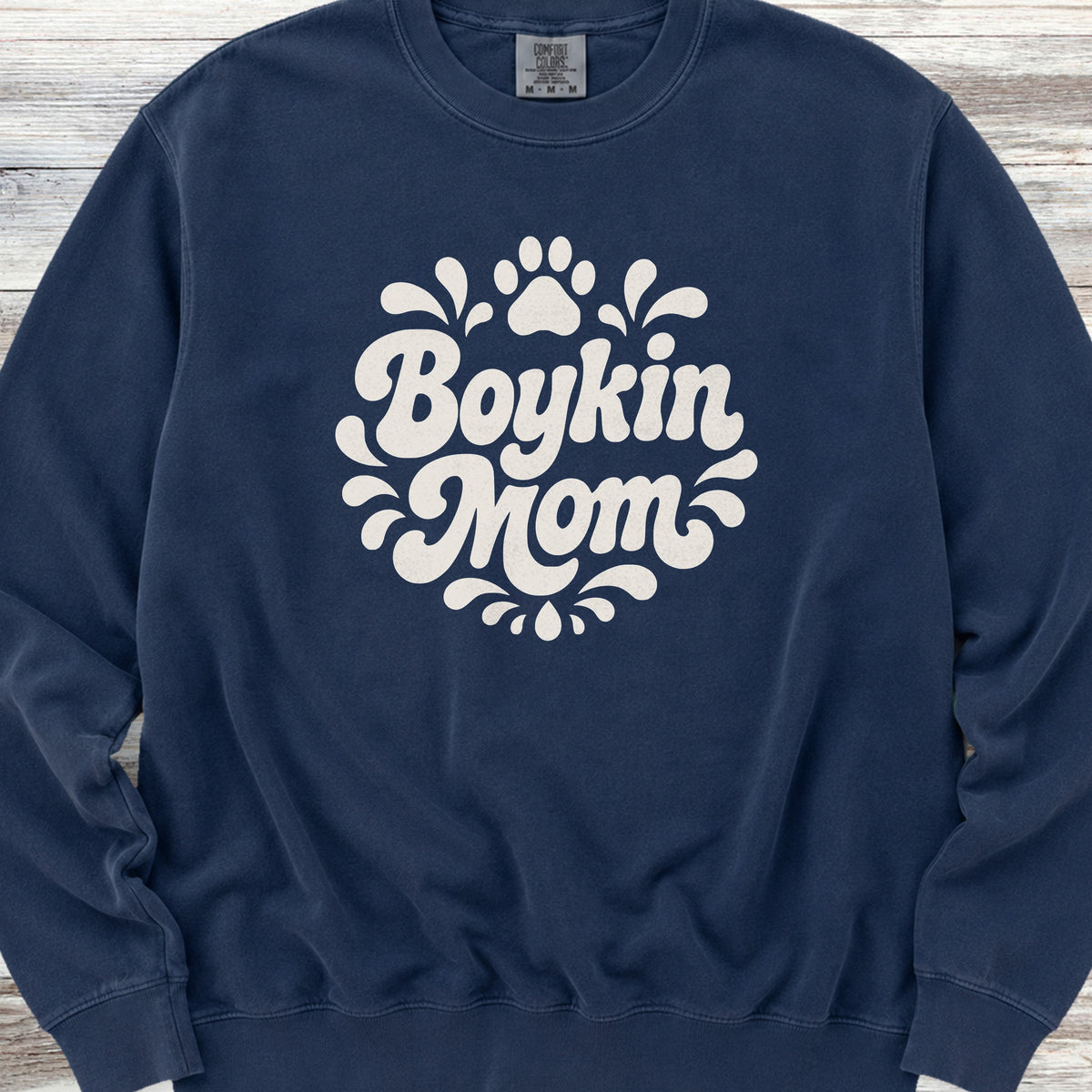 Boykin Spaniel Groovy Mom Sweatshirt - True Navy