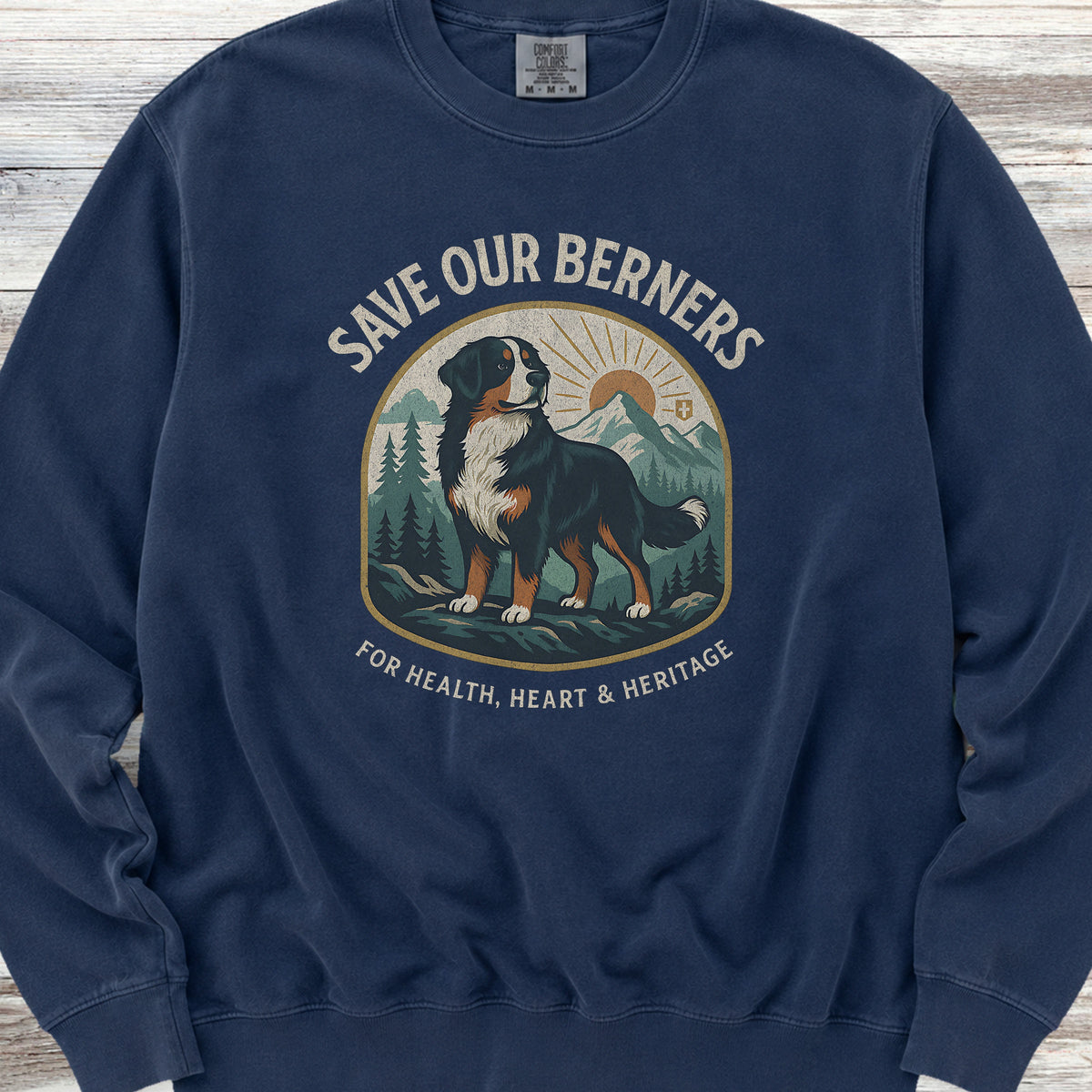 Bernese Mountain Dog Save Berners Sweatshirt - True Navy