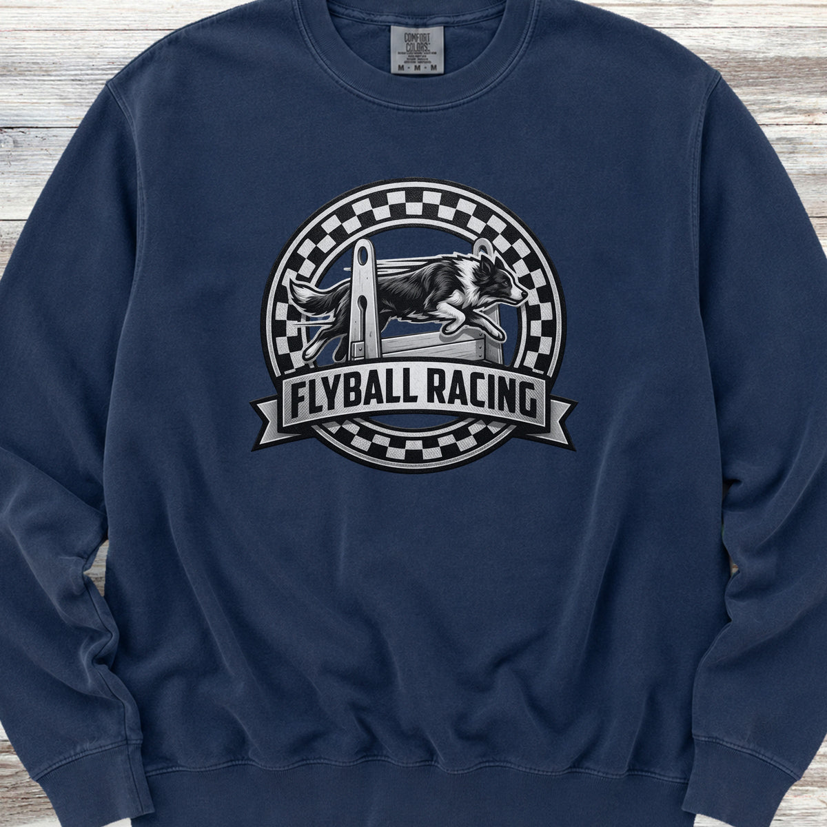 Border Collie Flyball Racing Sweatshirt - True Navy