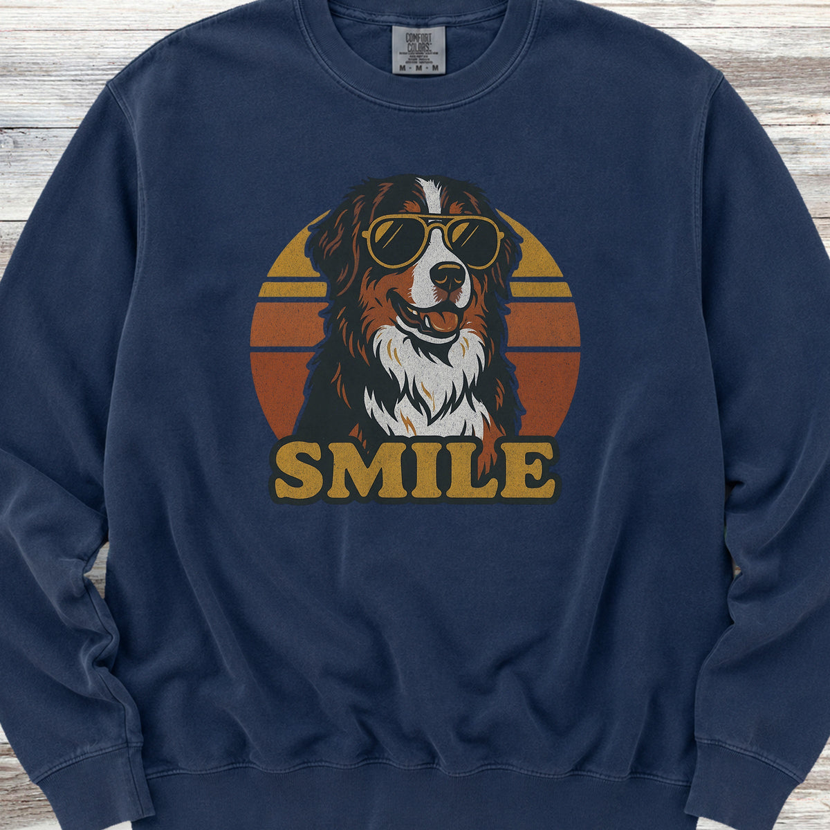 Bernese Mountain Dog Smile Sweatshirt - True Navy
