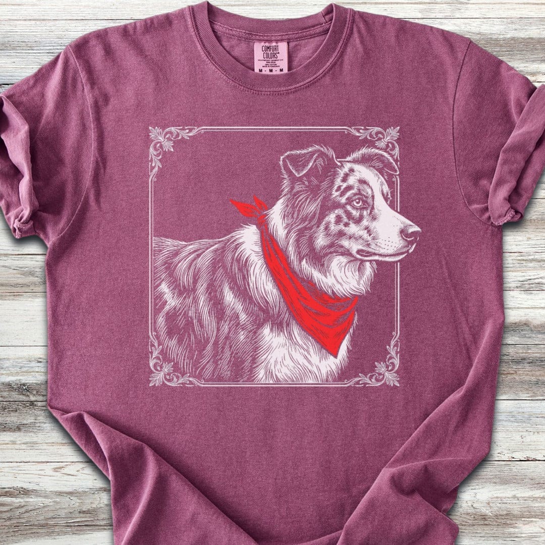 Australian Shepherd Etching T-Shirt