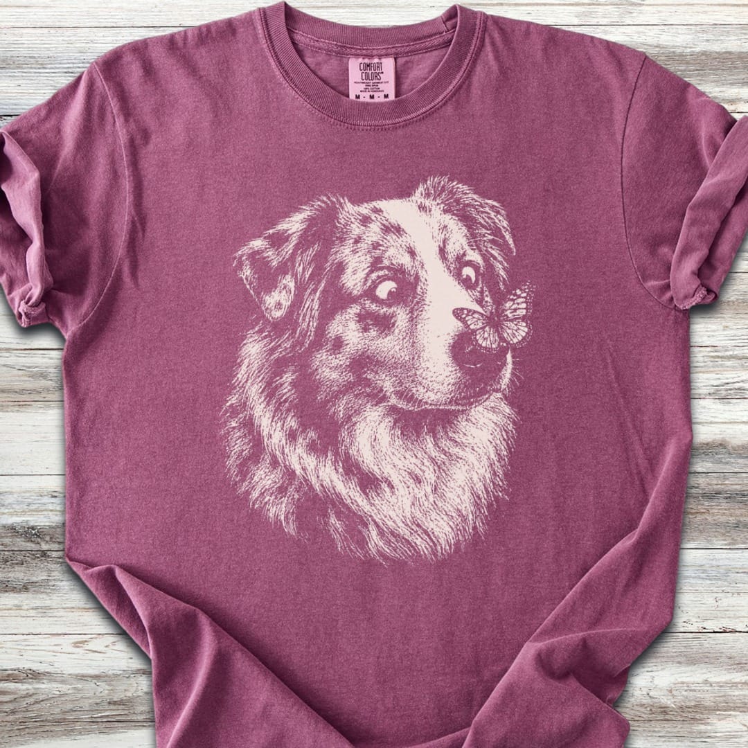 Australian Shepherd Butterfly T-Shirt