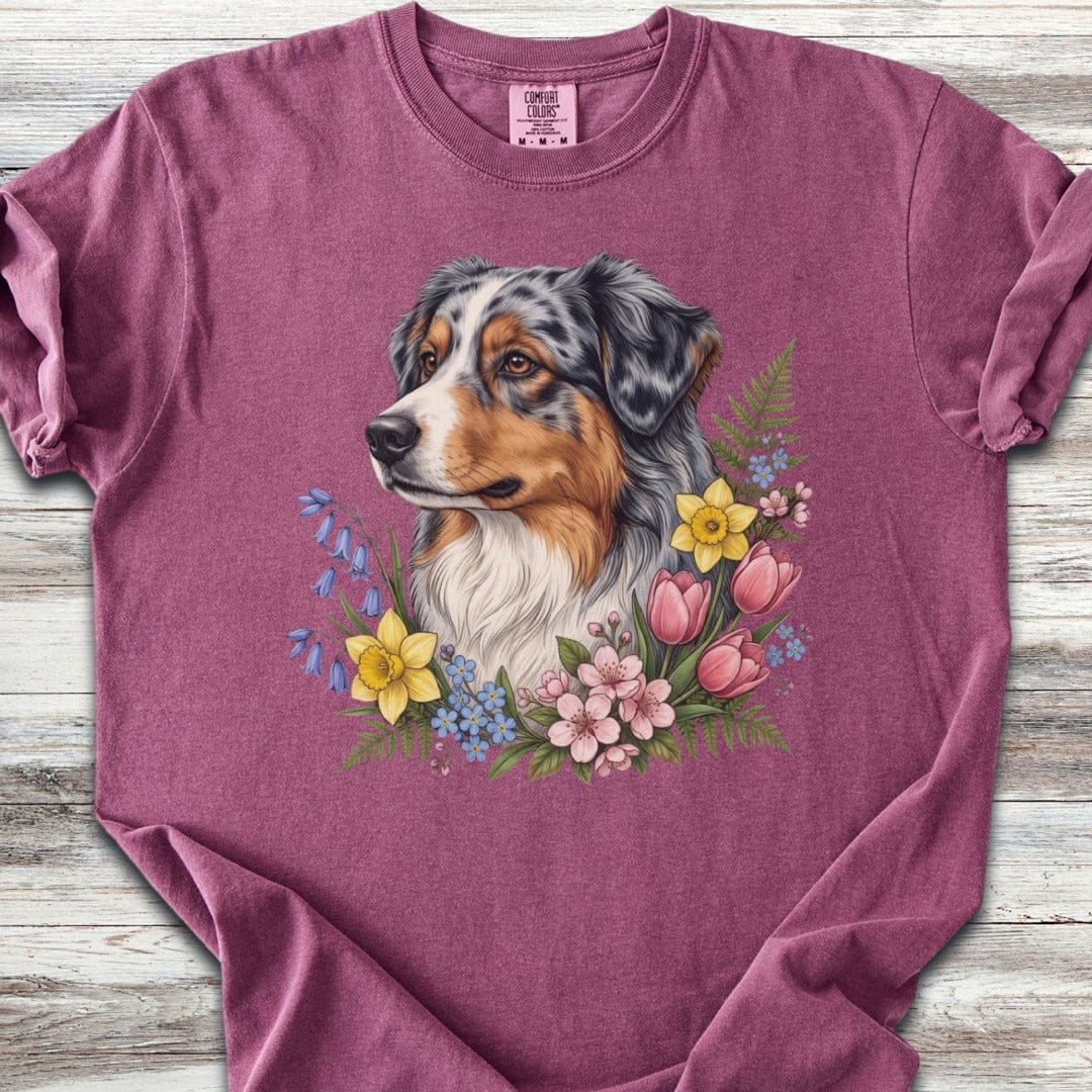 Australian Shepherd Spring Portrait T-Shirt
