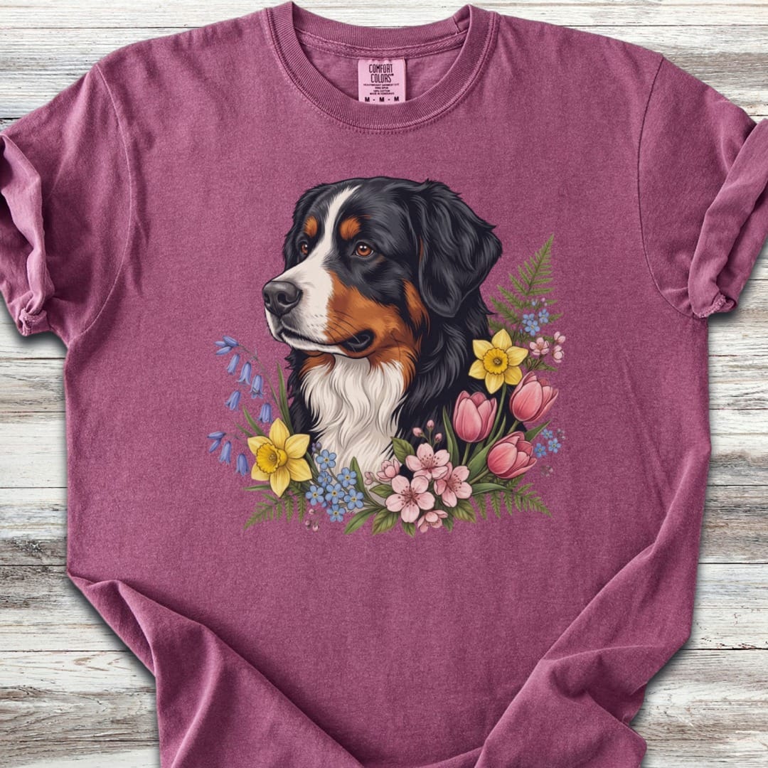 Bernese Mountain Dog Spring Portrait T-Shirt