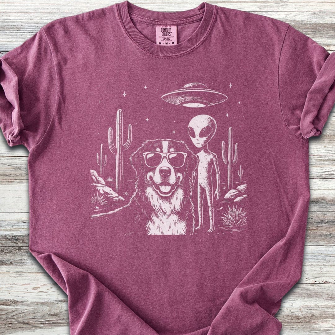 Bernese Mountain Dog Alien Selfie T-Shirt