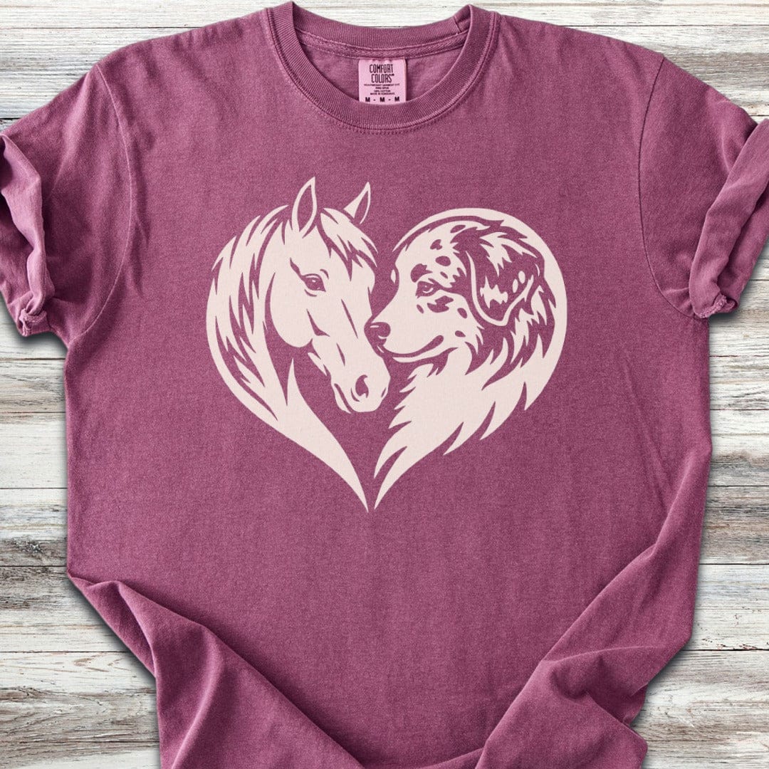 Australian Shepherd Horse Heart Bond T-Shirt