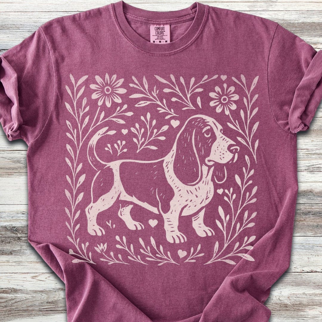 Linocut Basset Hound T-Shirt