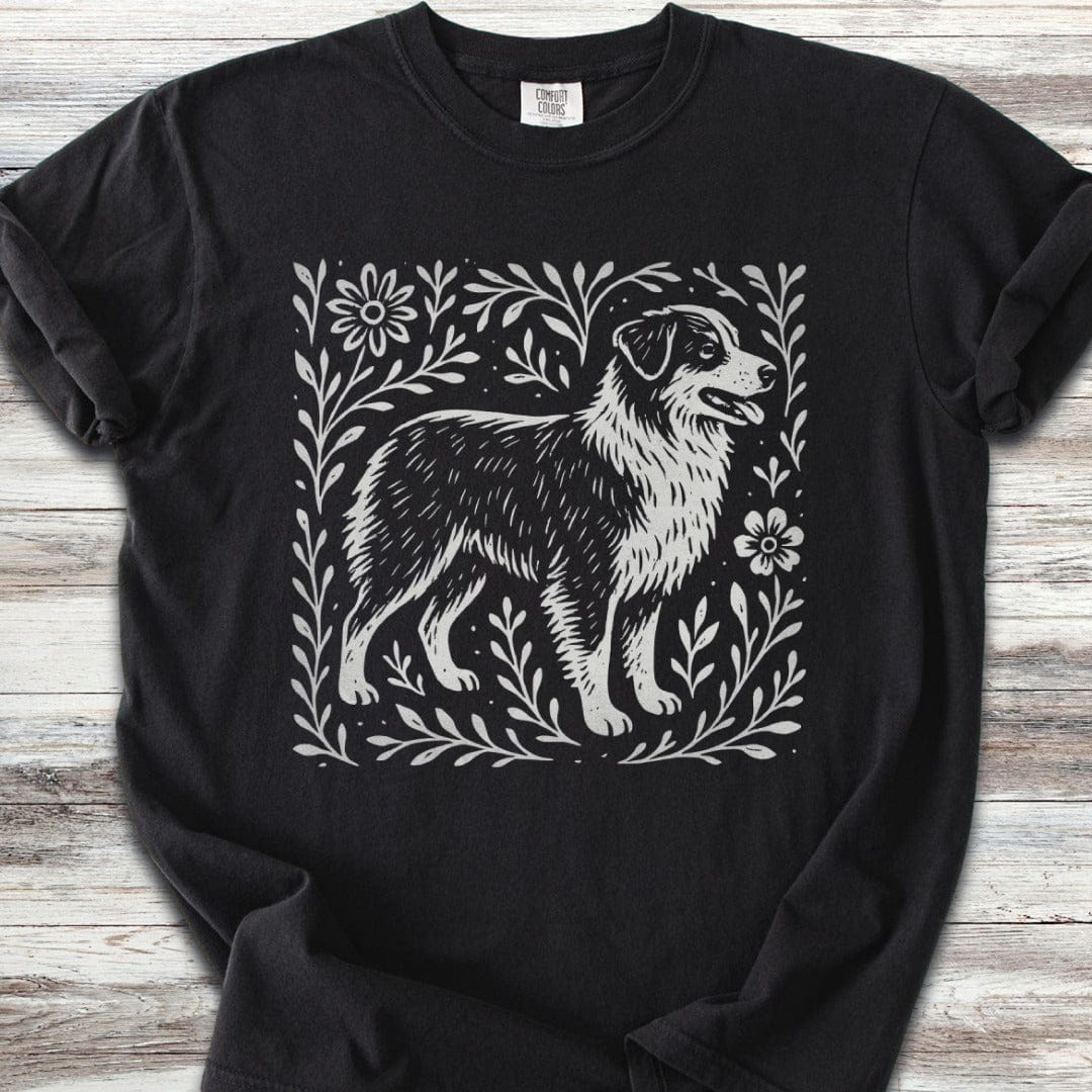 Australian Shepherd Linocut T-Shirt