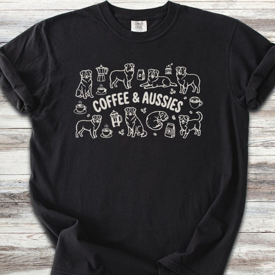 Australian Shepherd Coffee Doodles T-Shirt