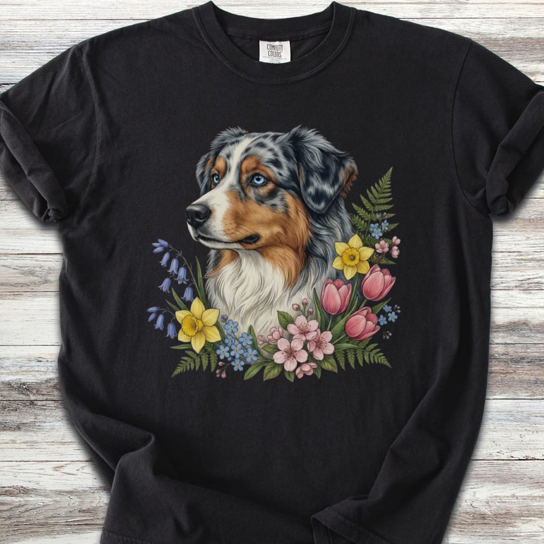 Australian Shepherd Merle Blue Eyes Portrait T-Shirt