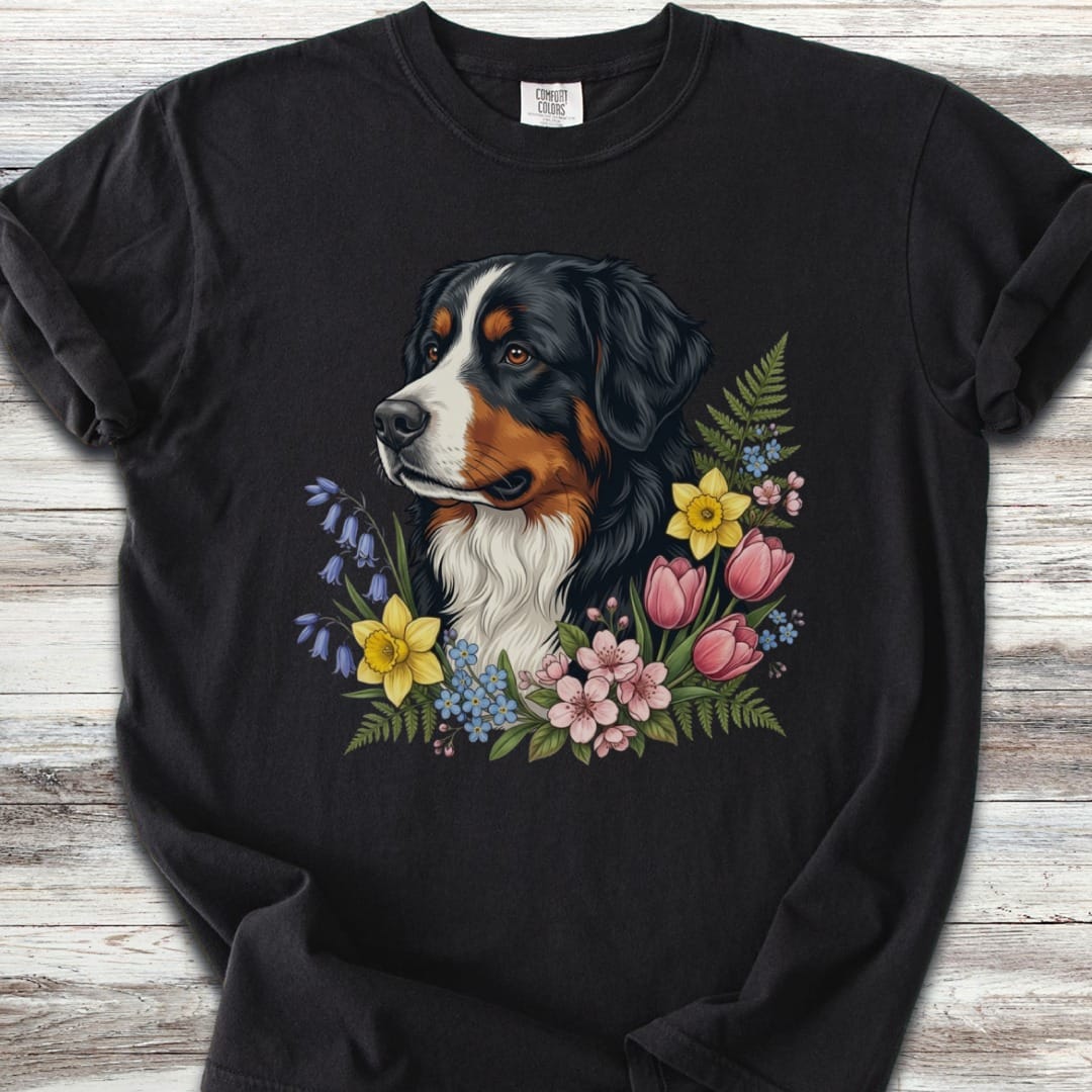Bernese Mountain Dog Spring Portrait T-Shirt