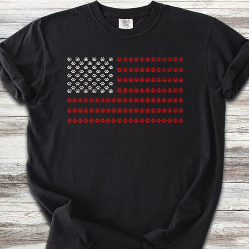 Vintage Red White & Paws Flag T-Shirt