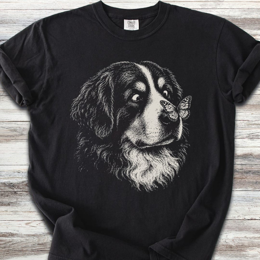Bernese Mountain Dog Butterfly T-Shirt