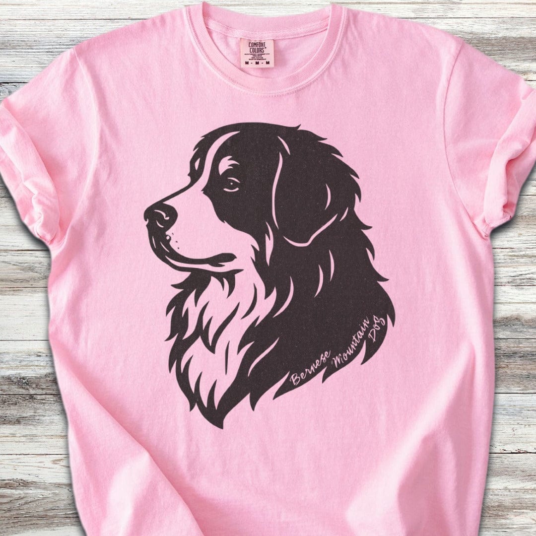 Bernese Mountain Dog Woodcut Portrait T-Shirt