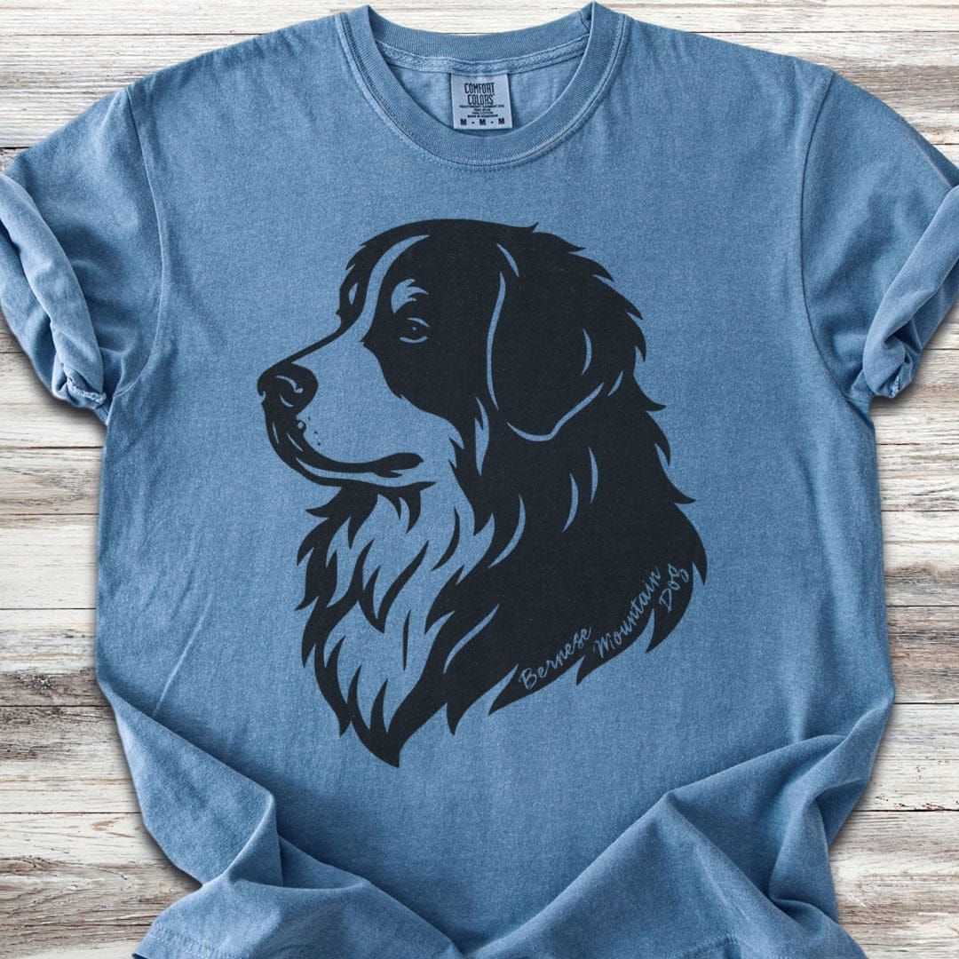 Bernese Mountain Dog Woodcut Portrait T-Shirt