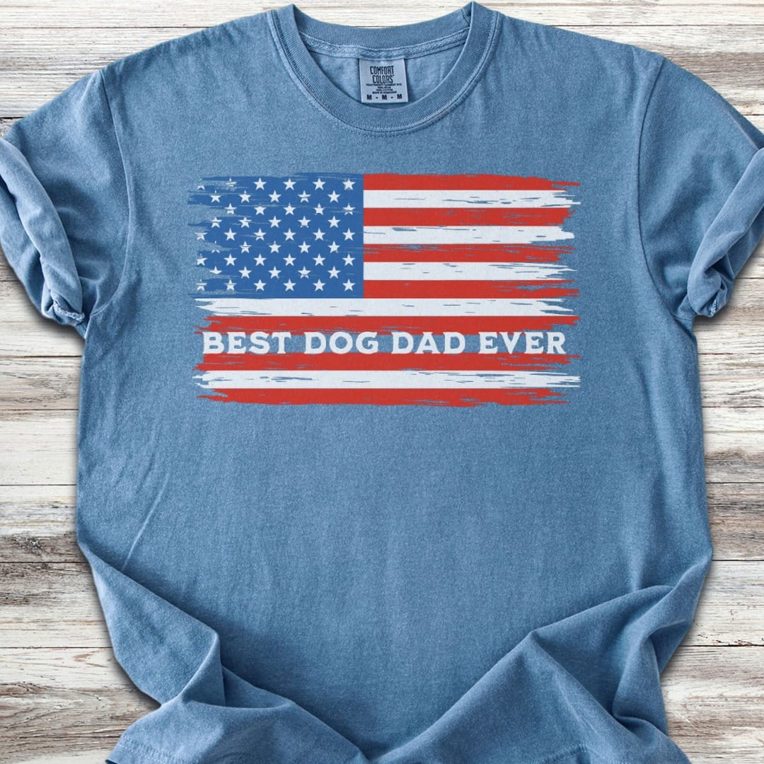 Best Dog Dad Flag T-Shirt