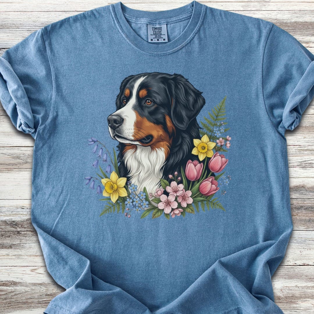 Bernese Mountain Dog Spring Portrait T-Shirt