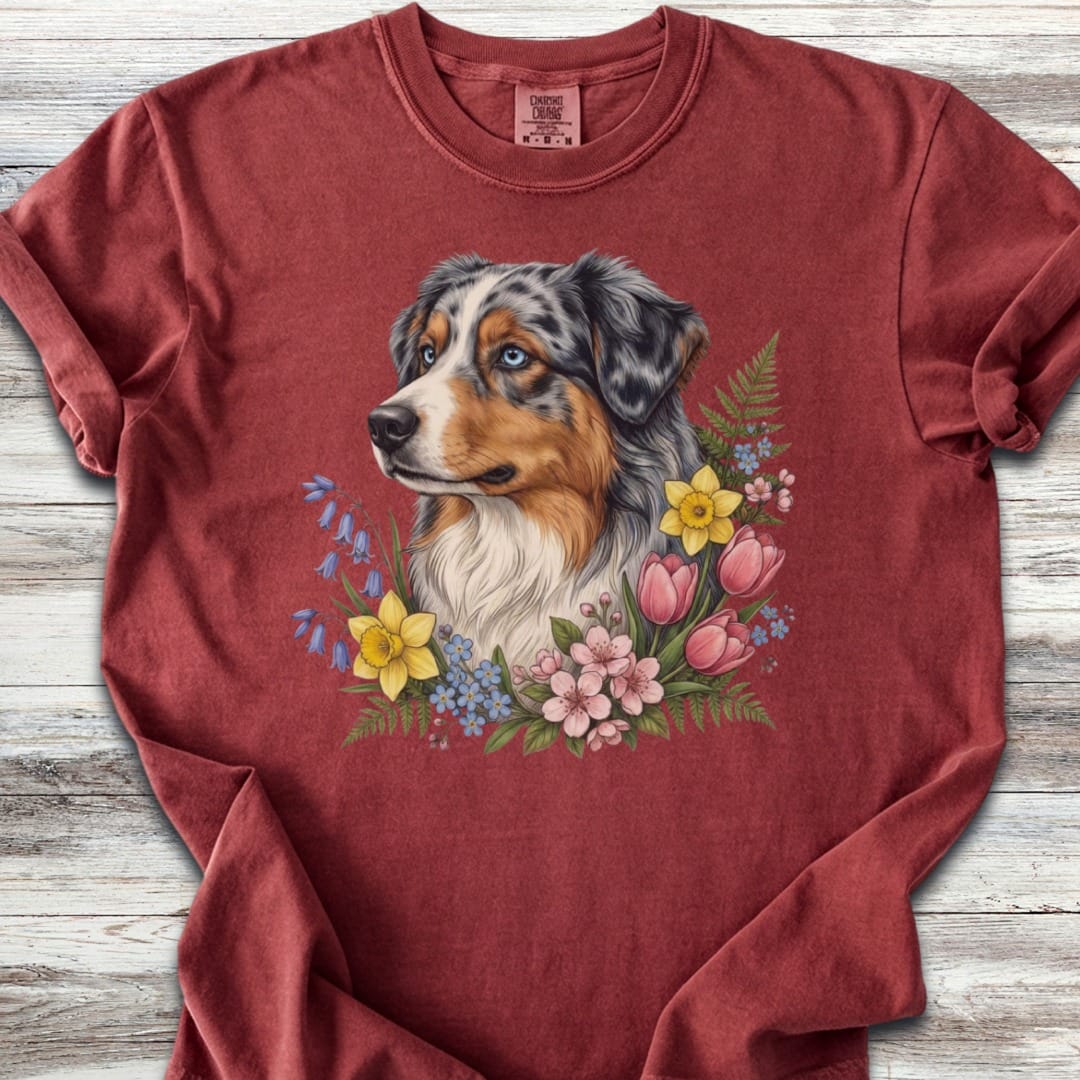 Australian Shepherd Merle Blue Eyes Portrait T-Shirt