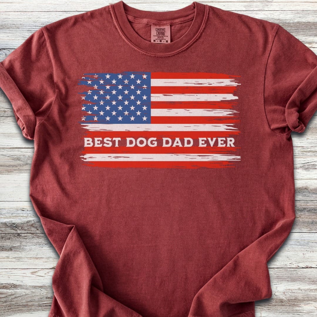 Best Dog Dad Flag T-Shirt