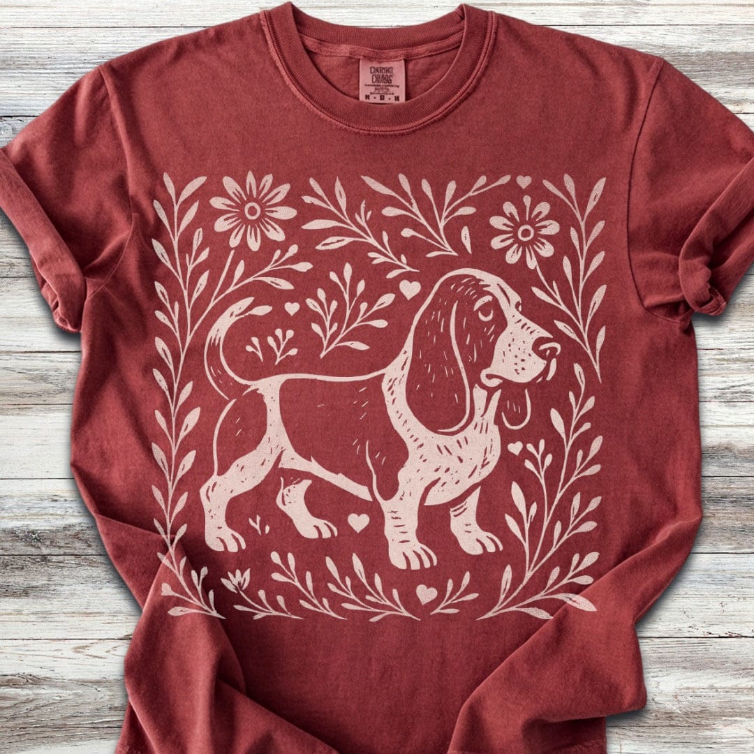 Linocut Basset Hound T-Shirt
