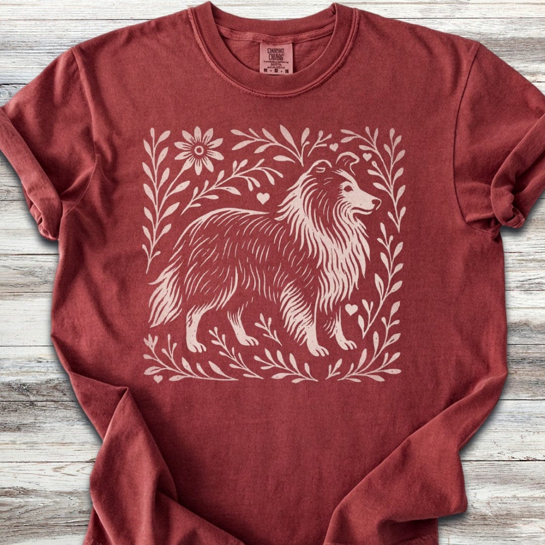 Shetland Sheepdog Linocut T-Shirt