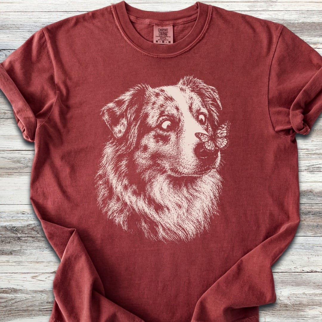 Australian Shepherd Butterfly T-Shirt