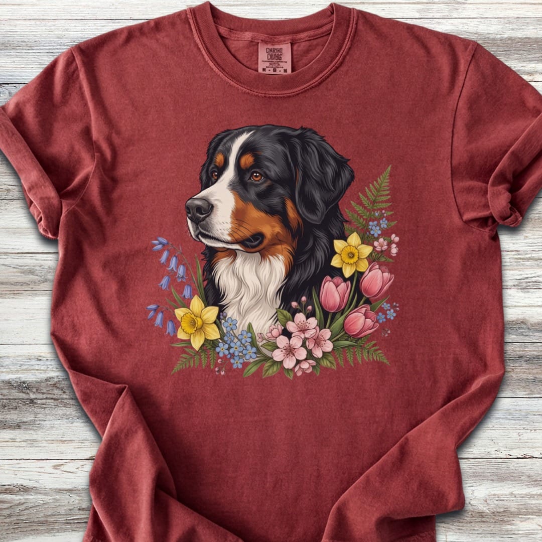 Bernese Mountain Dog Spring Portrait T-Shirt