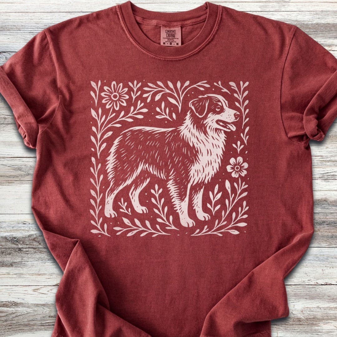 Australian Shepherd Linocut T-Shirt