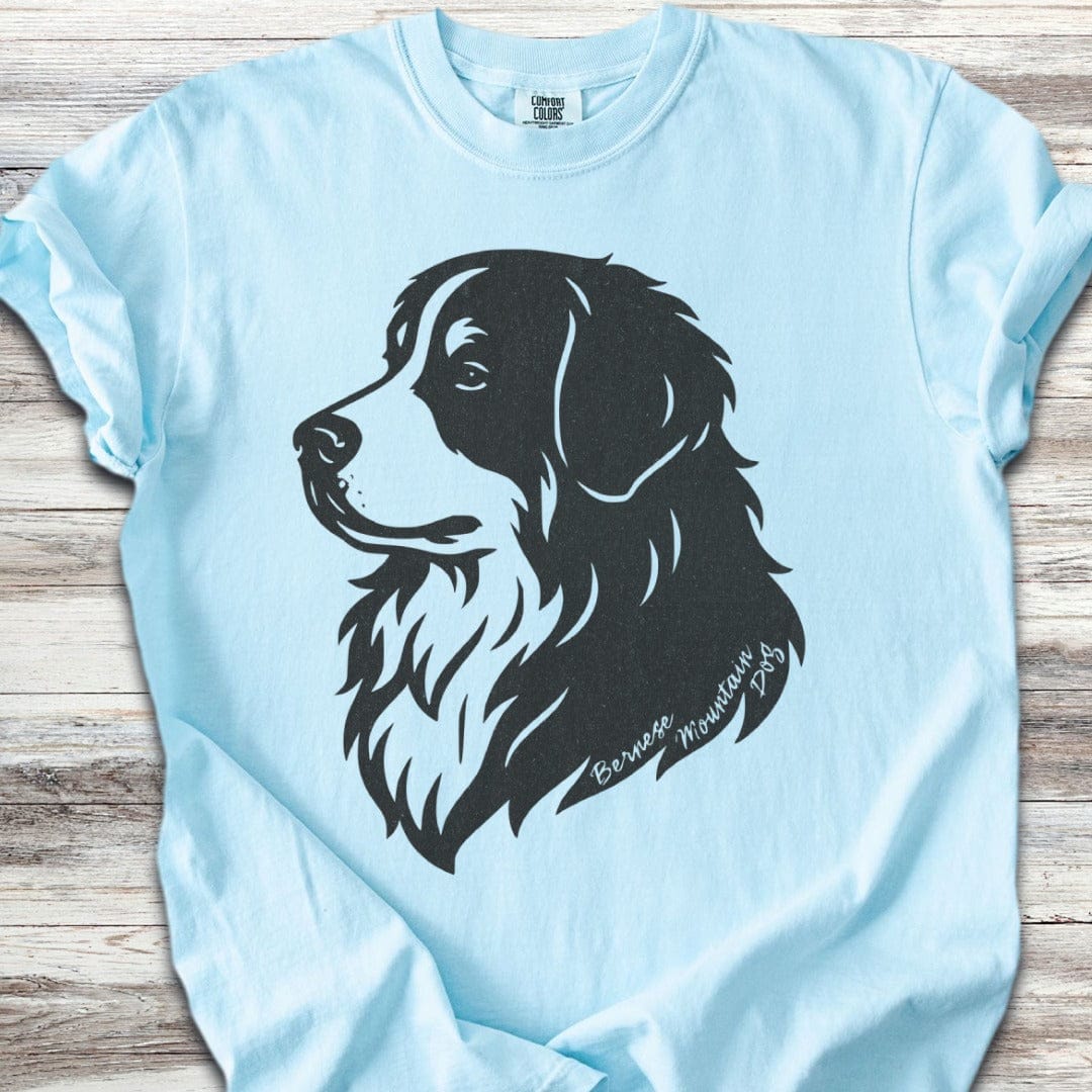 Bernese Mountain Dog Woodcut Portrait T-Shirt