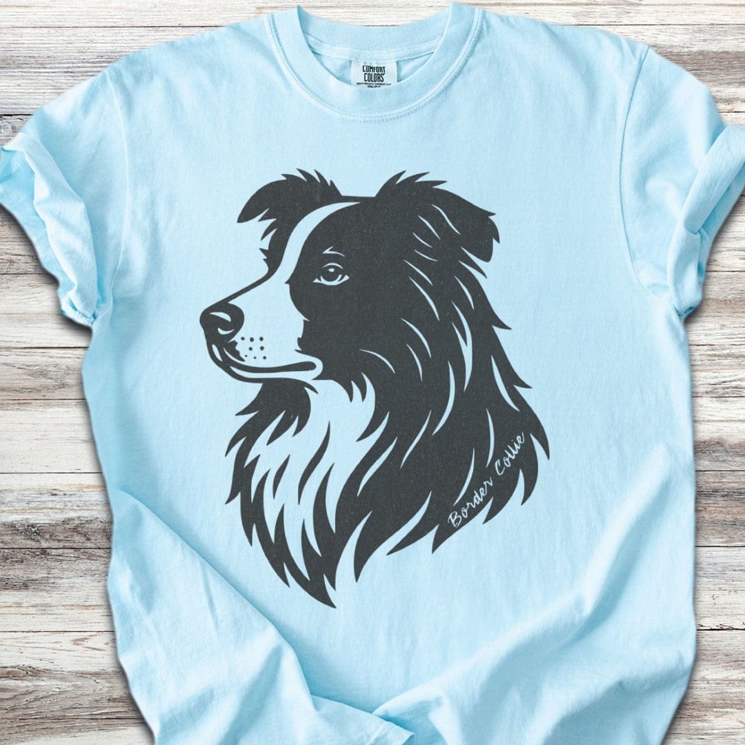 Border Collie Woodcut Portrait T-Shirt