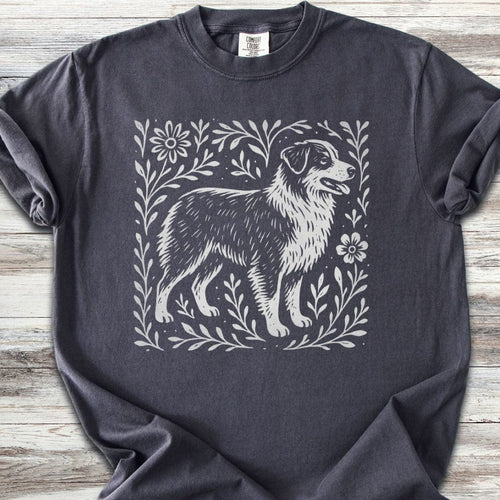 Australian Shepherd Linocut T-Shirt