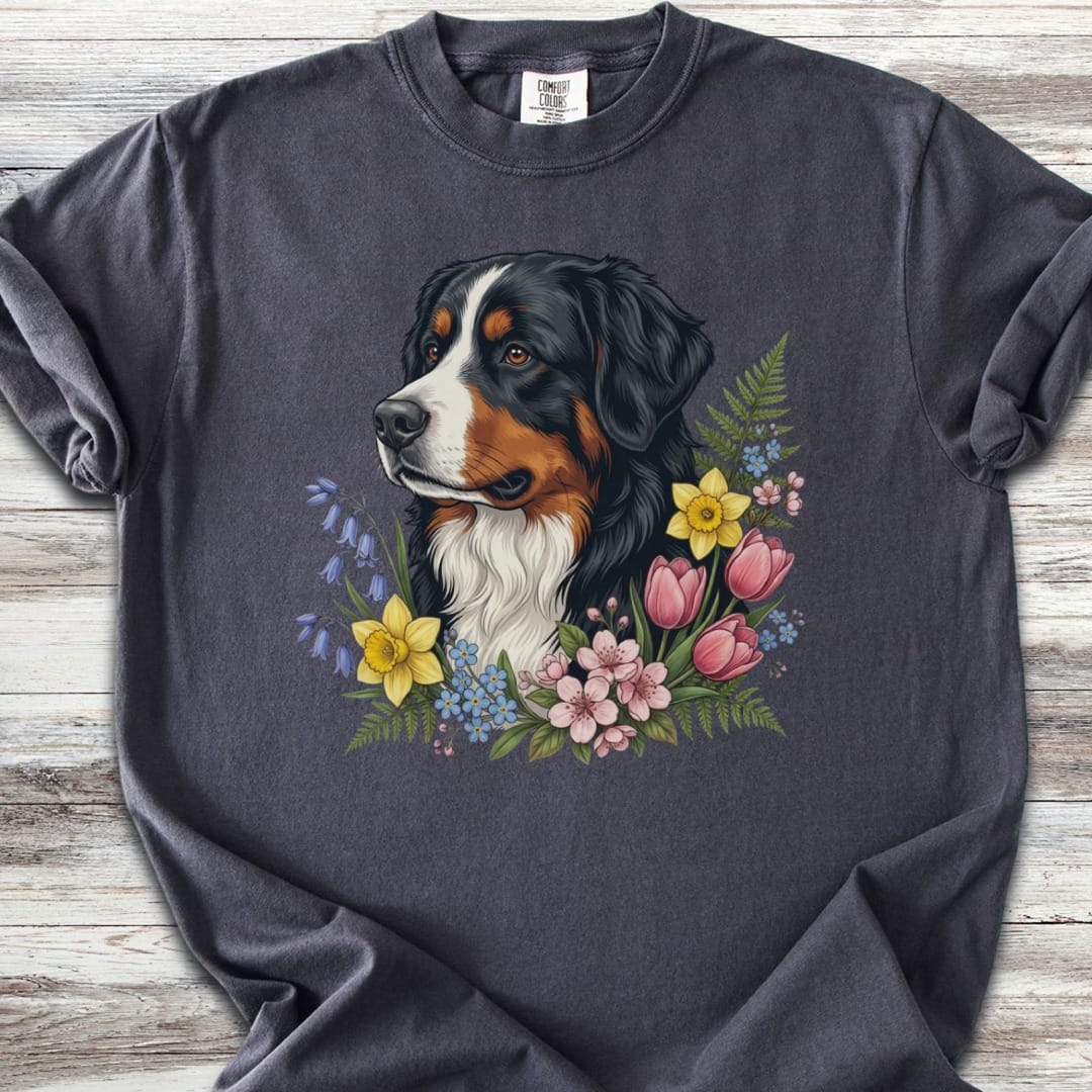 Bernese Mountain Dog Spring Portrait T-Shirt