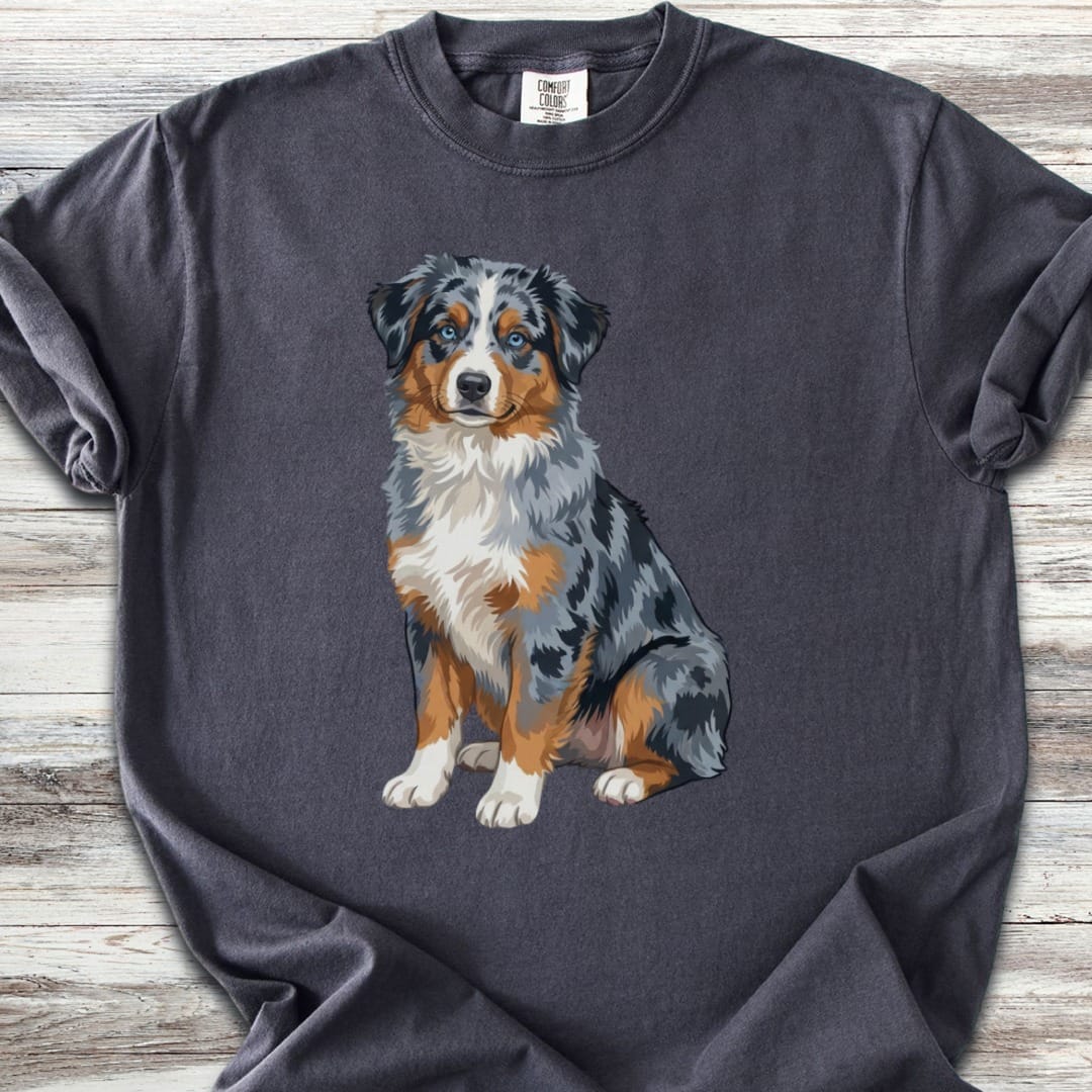 Australian Shepherd Merle Blue Eyes Watercolor T-Shirt
