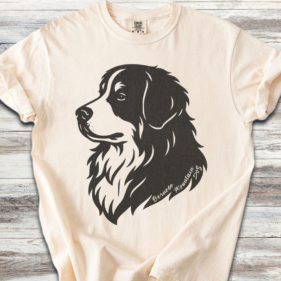 Bernese Mountain Dog Woodcut Portrait T-Shirt