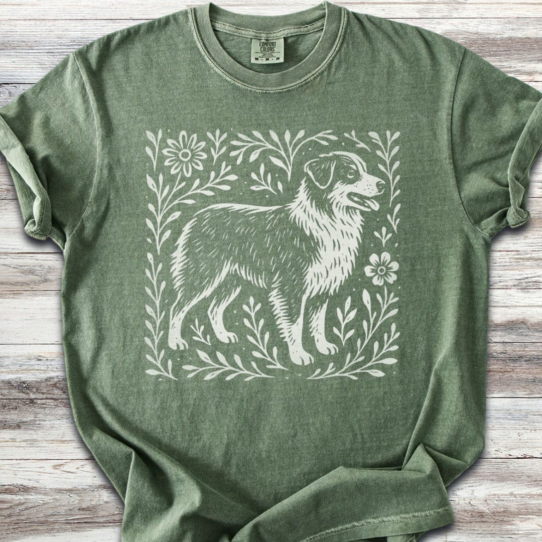 Australian Shepherd Linocut T-Shirt
